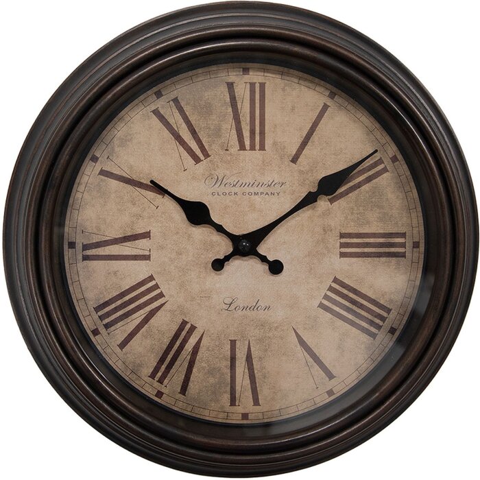 Clayre & Eef 6KL0808 Reloj de Pared Marrón Ø 29x5 cm - 1xAA