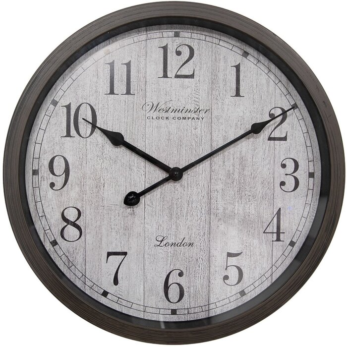 Clayre & Eef 6KL0811 Reloj de Pared Marrón Gris Ø 40x4 cm - 1xAA