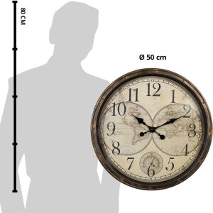Clayre & Eef 6KL0813 Reloj de Pared Marrón Beige Ø 50x5 cm - 1xAA