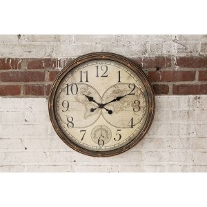 Clayre & Eef 6KL0813 Reloj de Pared Marrón Beige Ø 50x5 cm - 1xAA