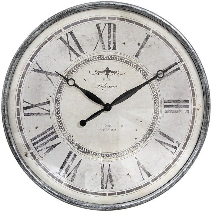 Clayre & Eef 6KL0815 Reloj de Pared Gris Beige Ø 50x6 cm - 1xAA