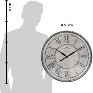 Clayre & Eef 6KL0815 Reloj de Pared Gris Beige Ø 50x6 cm - 1xAA