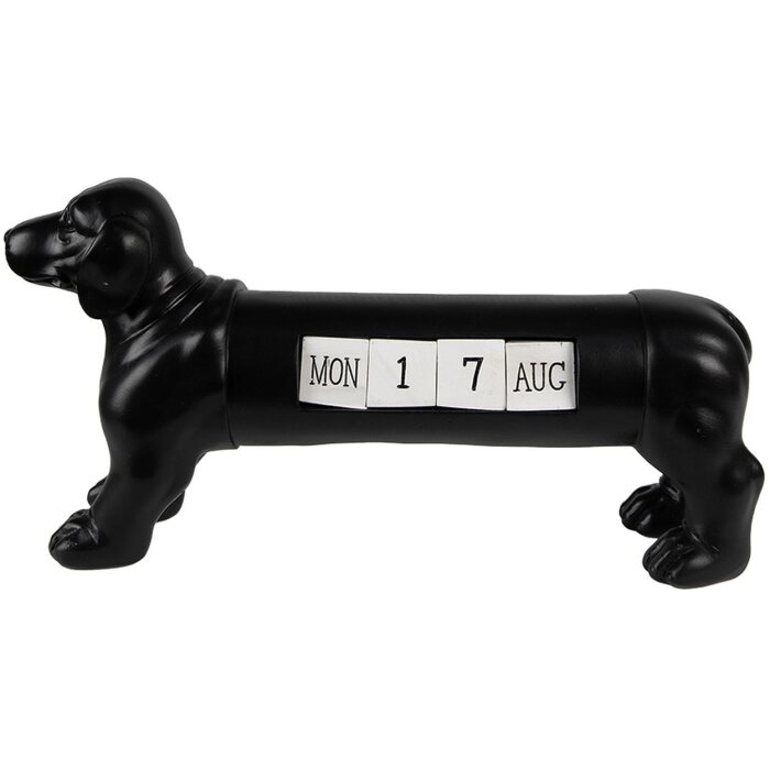 Clayre & Eef 6PR3862 Calendario Perro Negro 31x8x15 cm