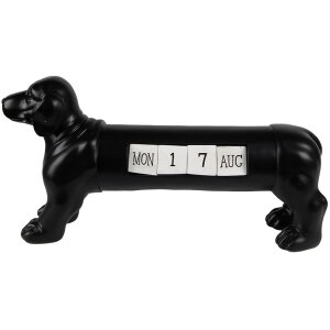 Clayre & Eef 6PR3862 Calendario Perro Negro 31x8x15 cm