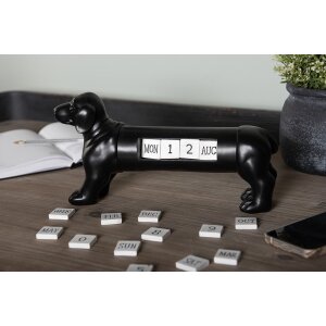 Clayre & Eef 6PR3862 Calendario Perro Negro 31x8x15 cm