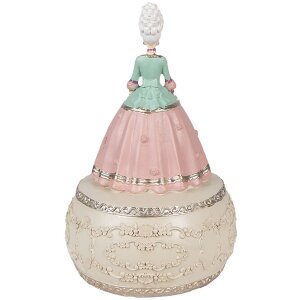Clayre & Eef 6PR3898 Caja de Música Rosa, Blanca Ø 12x19 cm