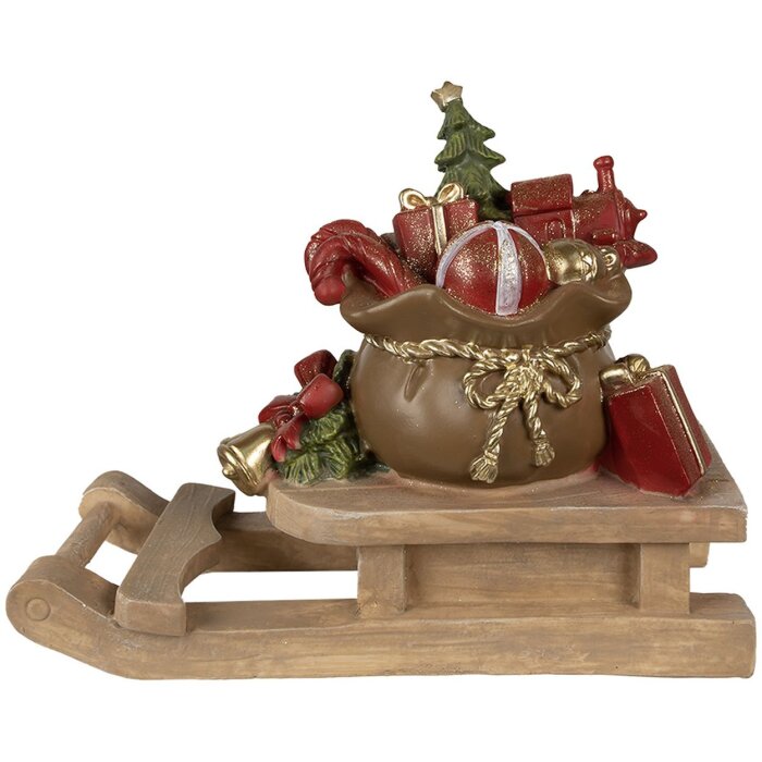 Decoración Regalos de Navidad en trineo Marrón, rojo 38x16x29 cm