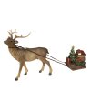 Clayre & Eef 6PR3909 Reno Decorativo con Trineo Marrón, Rojo 30x9x20 cm