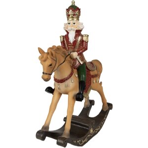Clayre & Eef 6PR3910 Decoración Caballo balancín Marrón Rojo 22x9x29 cm Poliresina