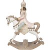 Clayre & Eef 6PR3911 Decoración Caballo Balancín Blanco, Rosa 22x9x29 cm