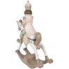Clayre & Eef 6PR3911 Decoración Caballo Balancín Blanco, Rosa 22x9x29 cm