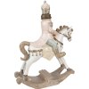 Clayre & Eef 6PR3911 Decoración Caballo Balancín Blanco, Rosa 22x9x29 cm