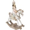 Clayre & Eef 6PR3911 Decoración Caballo Balancín Blanco, Rosa 22x9x29 cm