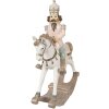 Clayre & Eef 6PR3911 Decoración Caballo Balancín Blanco, Rosa 22x9x29 cm