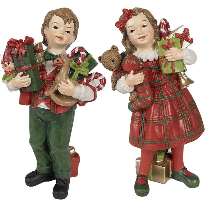 Clayre & Eef 6PR3920 Decoración Niños Rojo, Verde 7x6x13 - 7x5x13 cm (2 piezas)