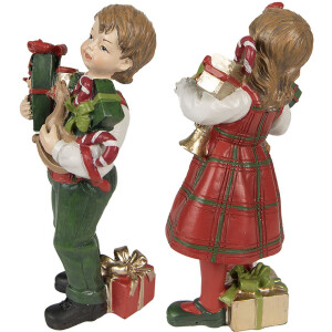 Clayre & Eef 6PR3920 Decoración Niños Rojo, Verde 7x6x13 - 7x5x13 cm (2 piezas)