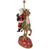 Decoración navideña estatua Papá Noel sobre reno rojo, marrón 29x14x46 cm