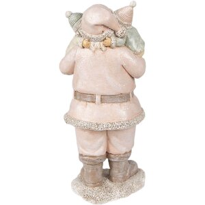 Clayre & Eef 6PR3933 Decoración Navideña Estatua Papá Noel Rosa 10x8x21 cm