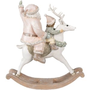 Clayre & Eef 6PR3939 Papá Noel Rosa 21x8x23 cm Figura Decorativa de Poliresina