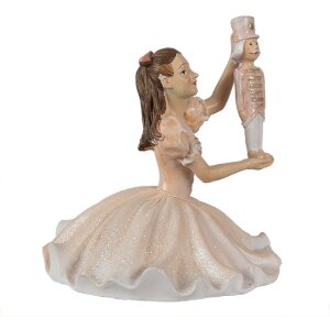 Clayre & Eef 6PR3944 Bailarina Decorativa Rosa Blanca 12x12x13 cm Poliresina