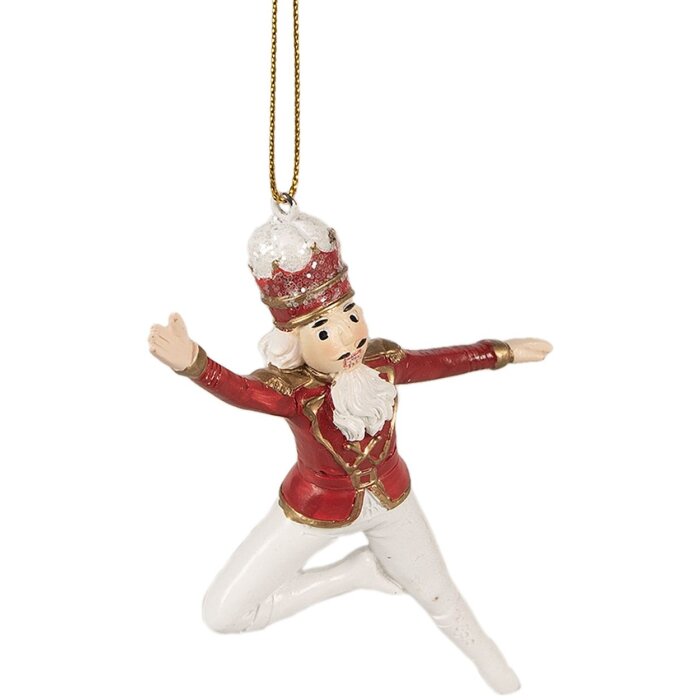 Clayre & Eef 6PR3981 Colgante Decorativo Cascanueces Rojo Blanco 8x2x11 cm