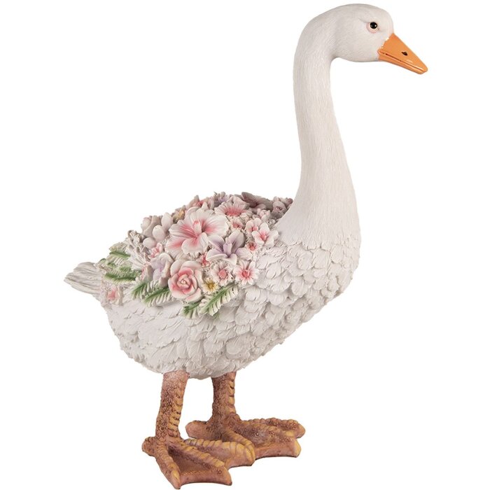 Clayre & Eef 6PR4896 Decoración Ganso Blanco Rosa 37x22x45 cm