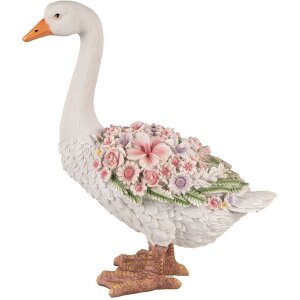Clayre & Eef 6PR4896 Decoración Ganso Blanco Rosa 37x22x45 cm