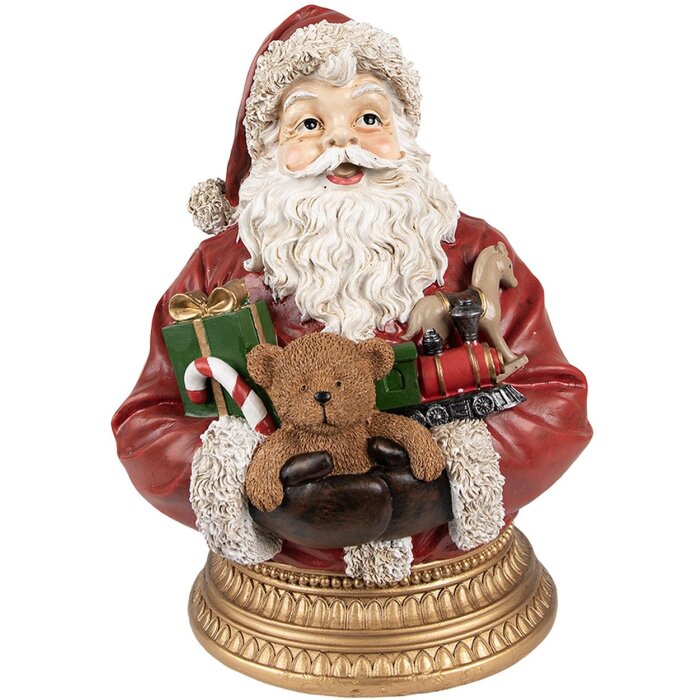 Clayre & Eef 6PR4908 Decoración Navideña Estatua Papá Noel Rojo 22x18x29 cm