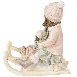 Clayre & Eef 6PR4911 Decoración de Navidad Estatua Niño Rosa 10x6x11 cm