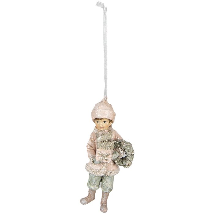 Clayre & Eef 6PR4916 Colgante Decorativo Niño Rosa 5x4x11 cm