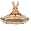 Clayre & Eef Decoración Conejo con Cuenco Color Oro Beige 22x21x15 cm
