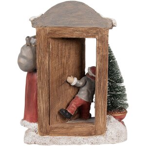 Clayre & Eef 6PR4945 Decoración Navideña Papá Noel LED Rojo Marrón 18x8x22 cm