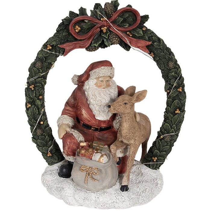 Adornos navideños Papá Noel con LED rojo, verde 19x12x23 cm