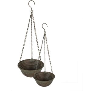 Clayre & Eef 6Y4845 Jardinera Verde, Marrón Ø 25x12-62 - Ø 19x9-53 cm