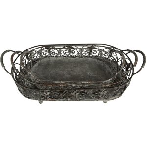 Cesta de almacenaje (juego de 3) gris, verde 55x25x16 - 48x22x14 - 41x18x12 cm