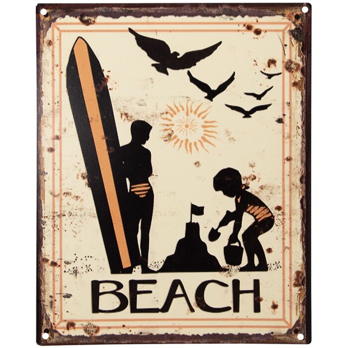 Clayre & Eef 6Y5204 Señal de Texto Amarillo 20x1x25 cm Playa