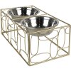 Clayre & Eef 6Y5429 Comedero Perro Gato Color Oro 38x20x13 cm - 2x500 ml