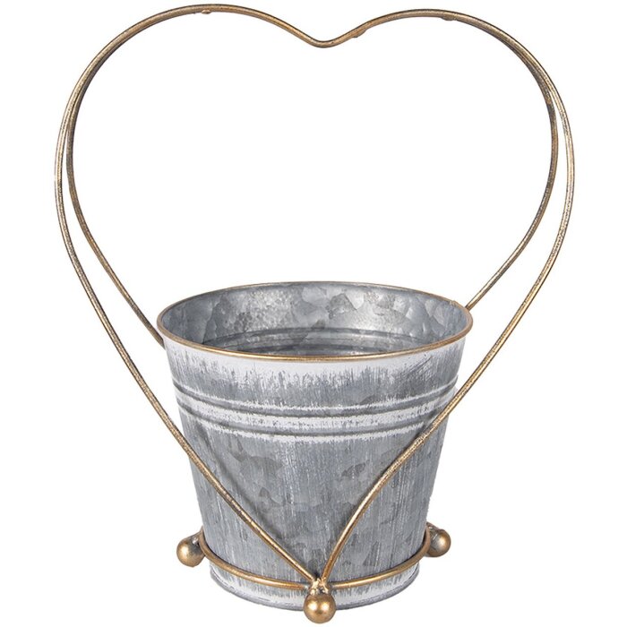 Clayre & Eef 6Y5469 Jardinera Gris Dorada 25x16x29 cm