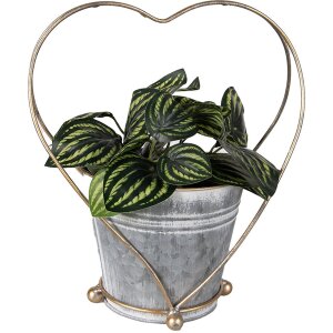 Clayre & Eef 6Y5469 Jardinera Gris Dorada 25x16x29 cm