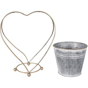 Clayre & Eef 6Y5469 Jardinera Gris Dorada 25x16x29 cm