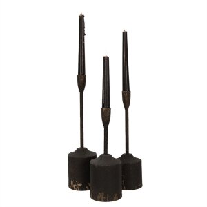 Clayre & Eef 6Y5474 Portavelas (Juego de 3) Negro Ø 9x35 - Ø 9x30 - Ø 9x25 cm