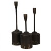 Clayre & Eef 6Y5474 Portavelas (Juego de 3) Negro Ø 9x35 - Ø 9x30 - Ø 9x25 cm