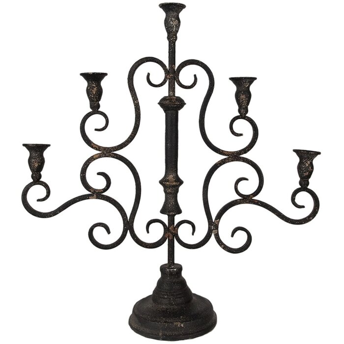 Clayre & Eef 6Y5475 Portavelas Negro 46x14x49 cm