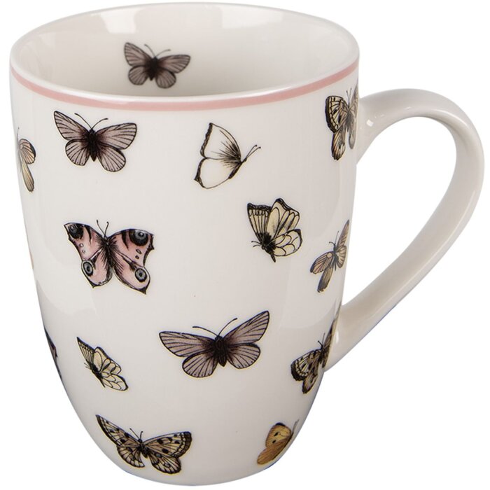 Clayre & Eef BPDMU Taza Blanco Rosa 350 ml