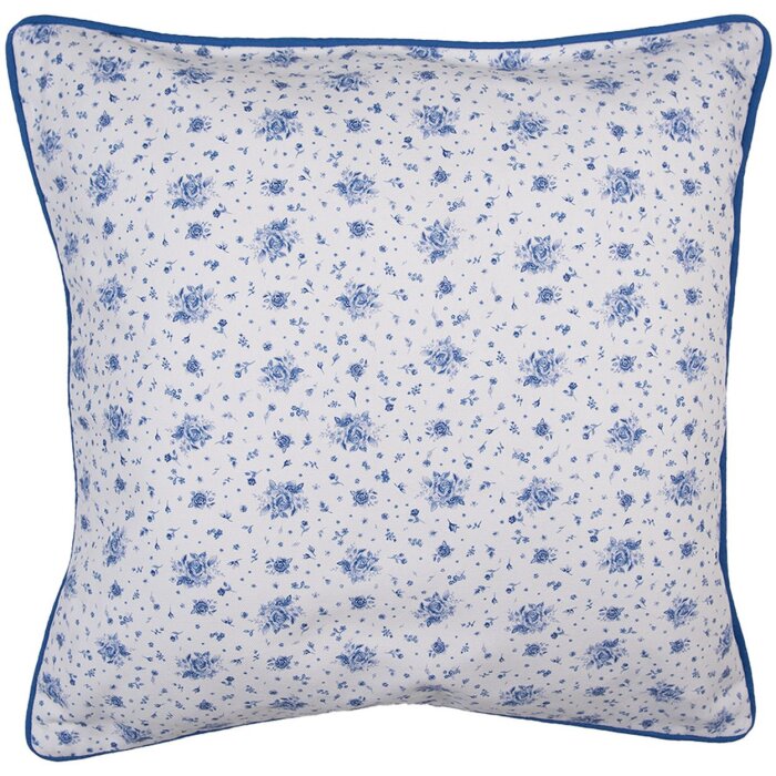 Clayre & Eef BRB21 Funda de Cojín Beige Azul 40x40 cm Algodón Romántico
