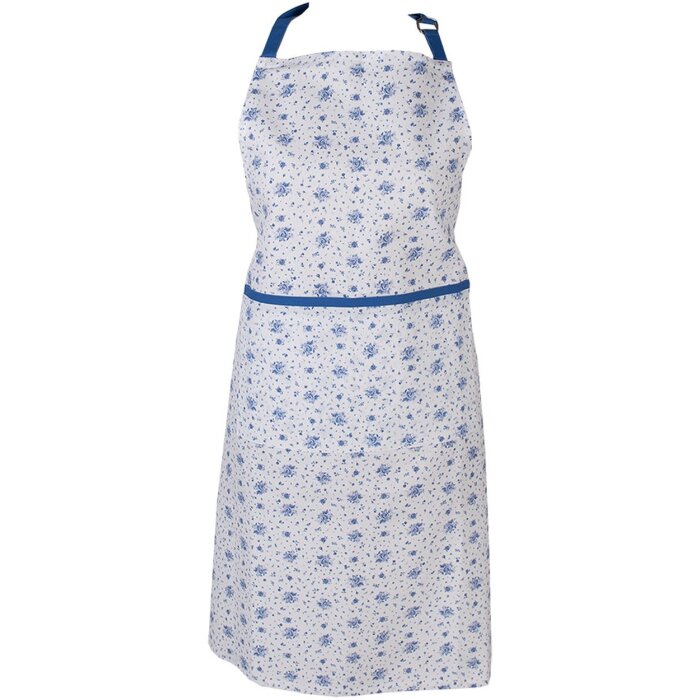 Clayre & Eef BRB41 Delantal de cocina Beige Azul 70x85 cm Algodón Estampado Floral