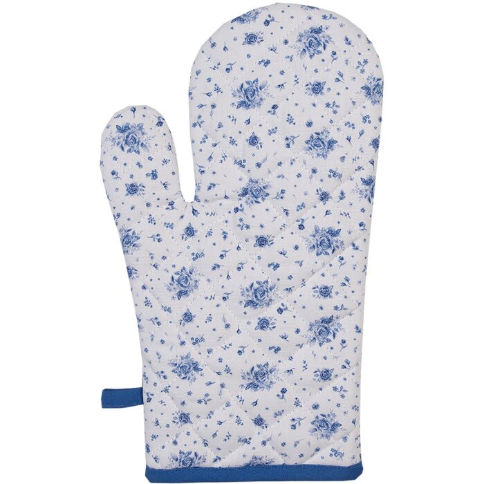 Clayre & Eef BRB44 Manopla de horno Beige Azul 18x30 cm 100% Algodón