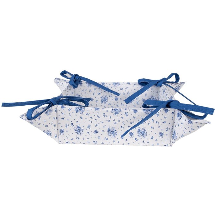 Clayre & Eef BRB47 Panera Beige Azul 35x35x8 cm Algodón Estampado Floral