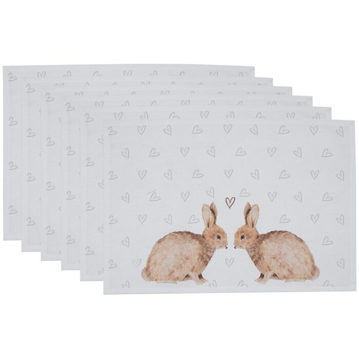 Clayre & Eef BSLC40 Mantel Individual (6 piezas) Beige Marrón 48x33 cm