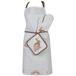 Clayre & Eef BSLC41 Delantal Beige Marrón 70x85 cm